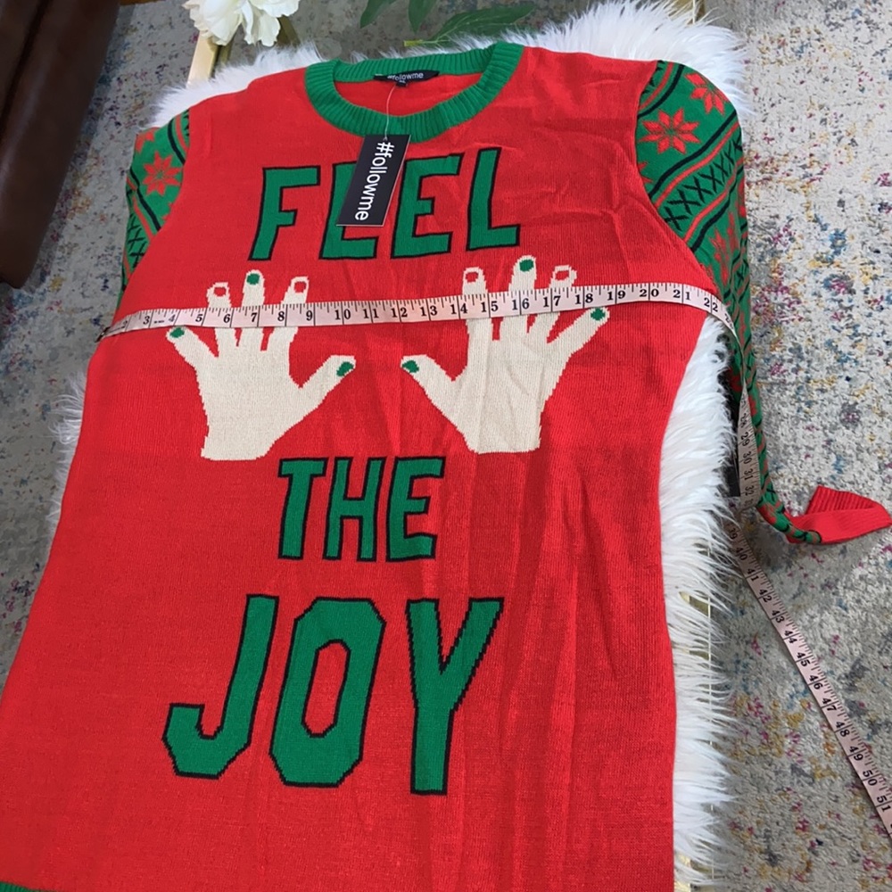 #followme Ugly Christmas Holiday Sweater Dress Size XL - Picture 10 of 15